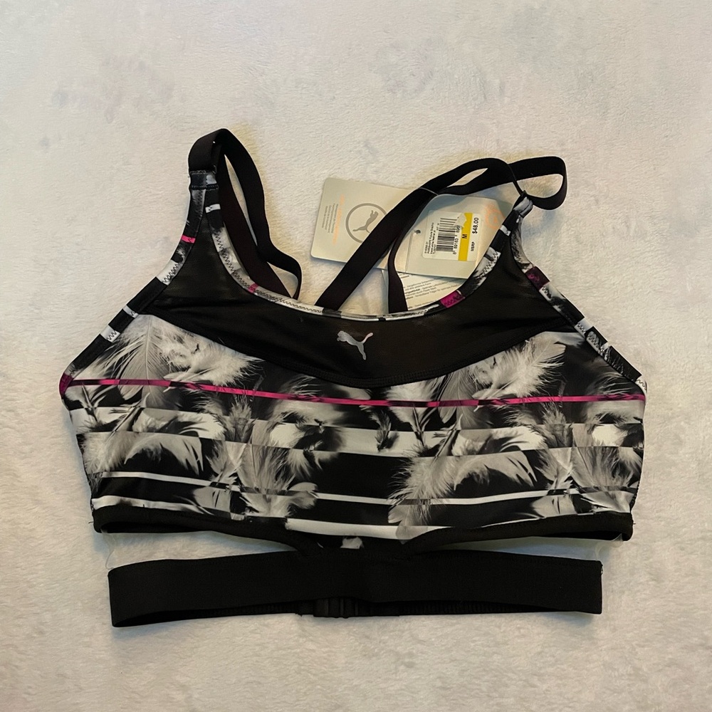 Puma tropical black white strappy PWRSHAPE future sports bra